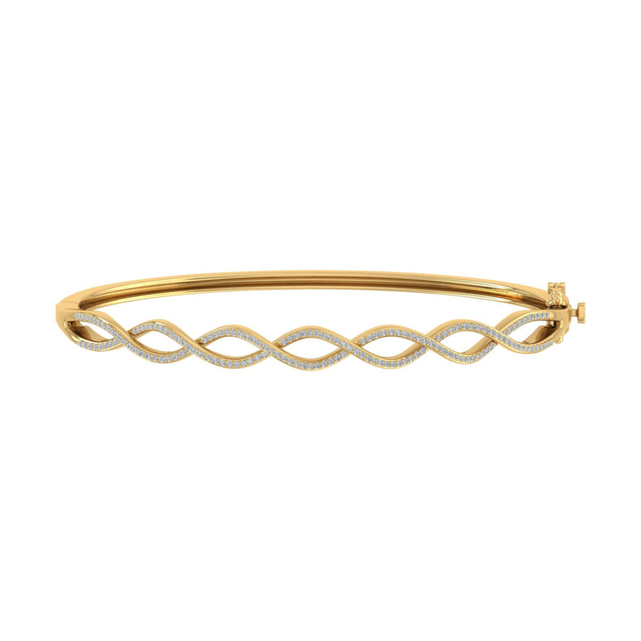 1/2 Carat Twisted Diamond Bangle Bracelet in Gold