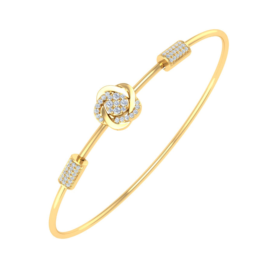 1/5 Carat Diamond Floral Bangle Bracelet in Yellow Gold and Steel