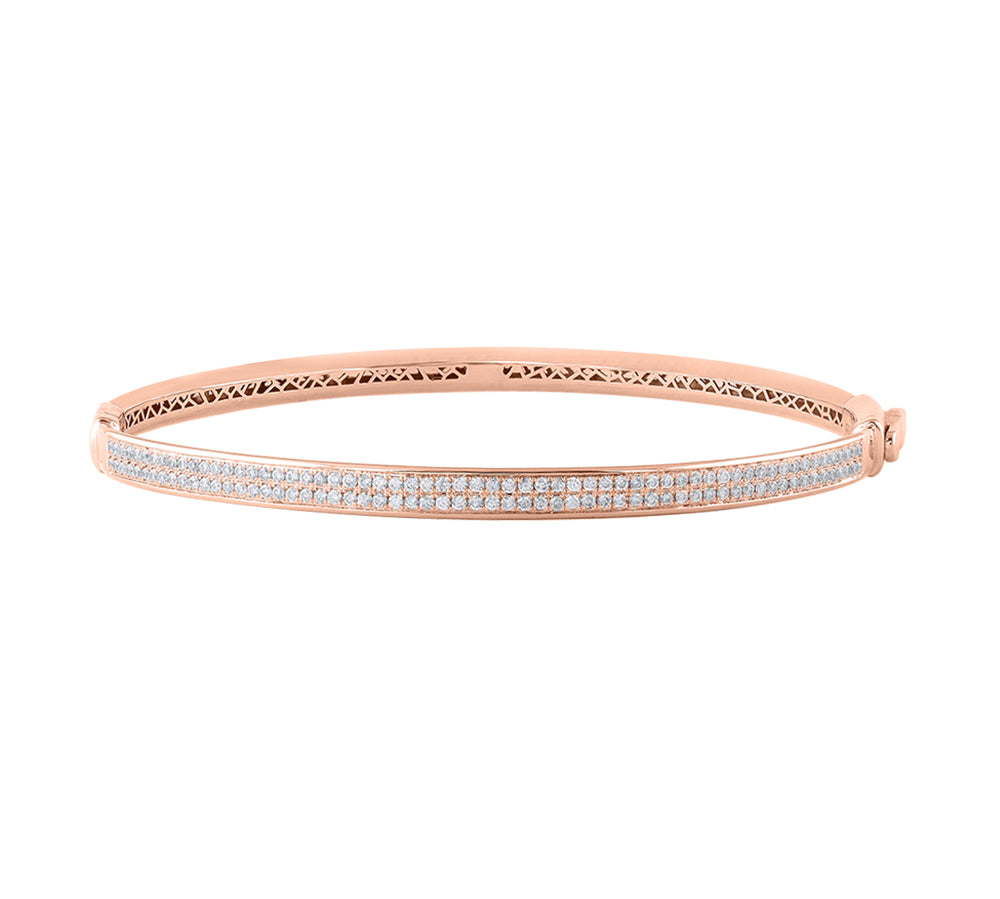3/4 Carat Two Row Diamond Bangle Bracelet in Gold