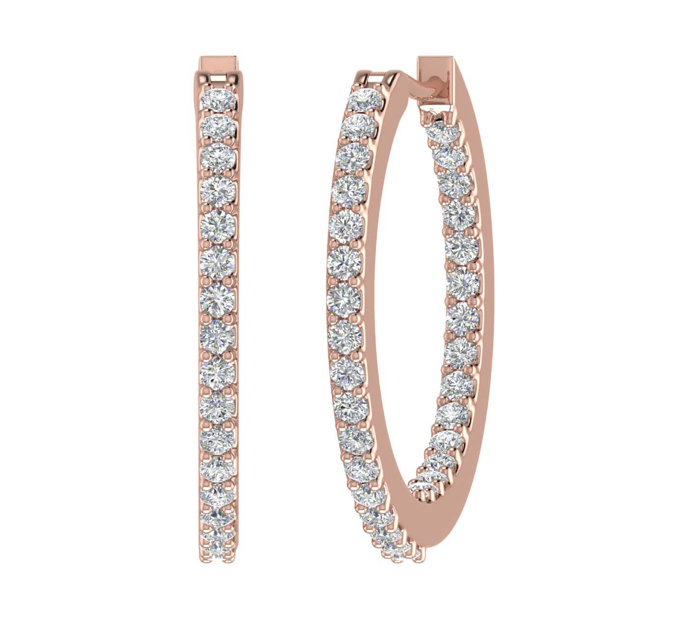 Diamond 1/2 ct Inside Out Hoop Earrings in Gold - IGI Certified