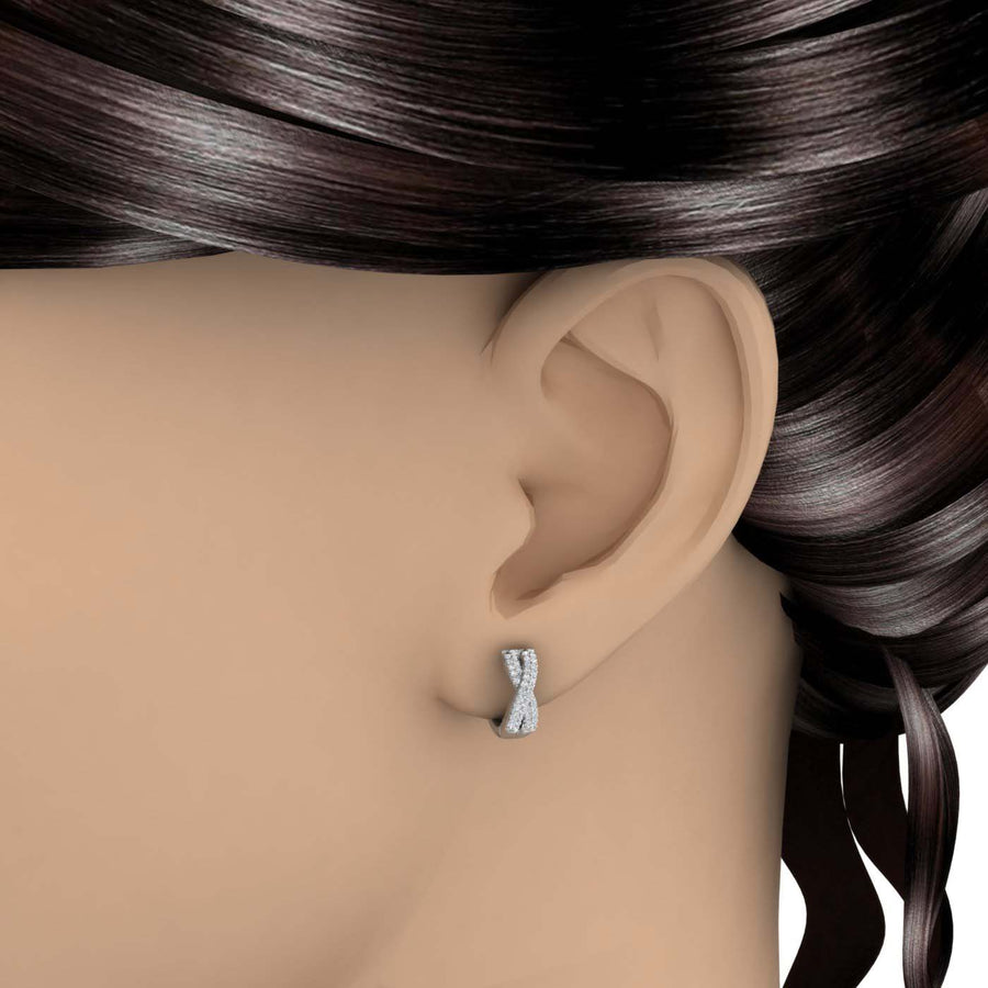 1/4 Carat Pave Set Round Diamond Hoop Earrings in Gold - IGI Certified