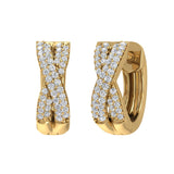 1/4 Carat Pave Set Round Diamond Hoop Earrings in Gold