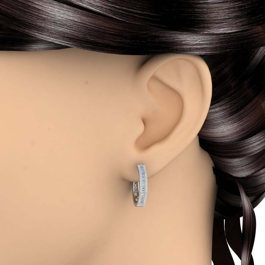 1 Carat Diamond Hoop & Huggies Earrings in Gold - IGI Certified