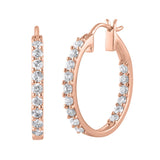 1 Carat (ctw) Diamond Inside-out Hoop Earrings in Rose Gold-Thumbnail