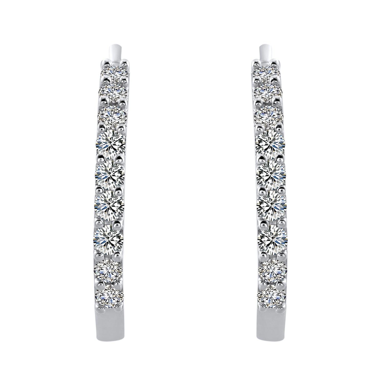 1 Carat (ctw) Diamond Inside-out Hoop Earrings in White Gold-Preview-2
