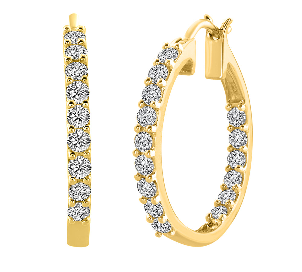 1 Carat (ctw) Diamond Inside-out Hoop Earrings in Gold