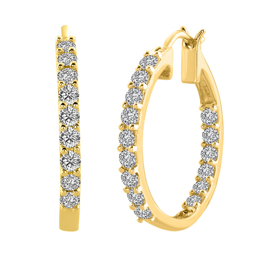 1 Carat (ctw) Diamond Inside-out Hoop Earrings in Gold