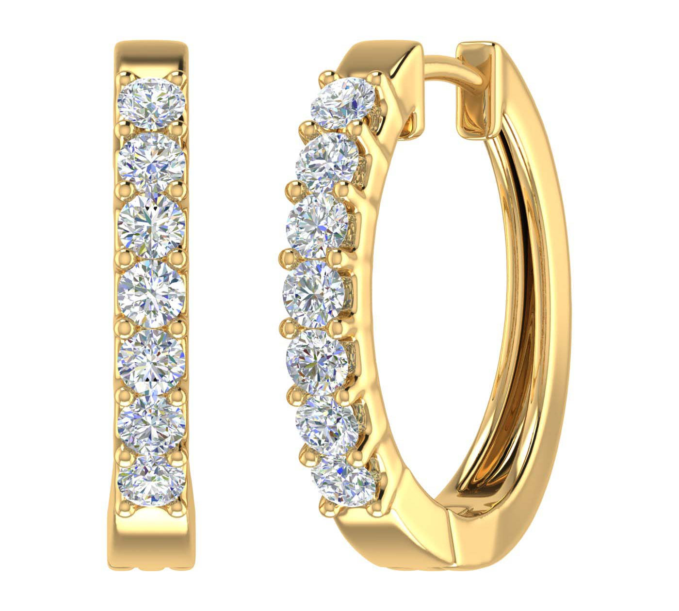 Gold Diamond Hoop Earrings (3/4 Carat) - IGI Certified