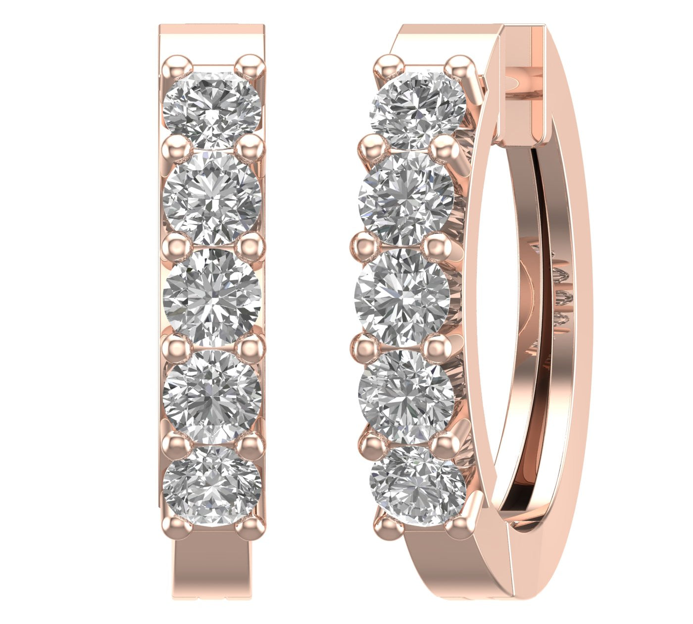 1 Carat Prong Set Diamond Hoop Earrings in Gold