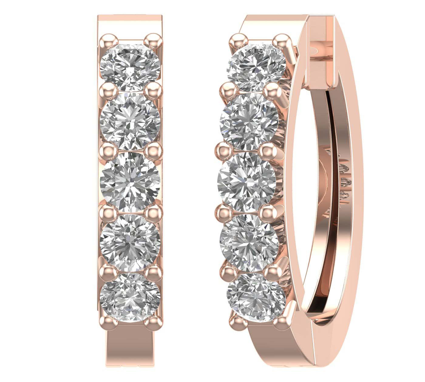 1 Carat Prong Set Diamond Hoop Earrings in Gold - IGI Certified