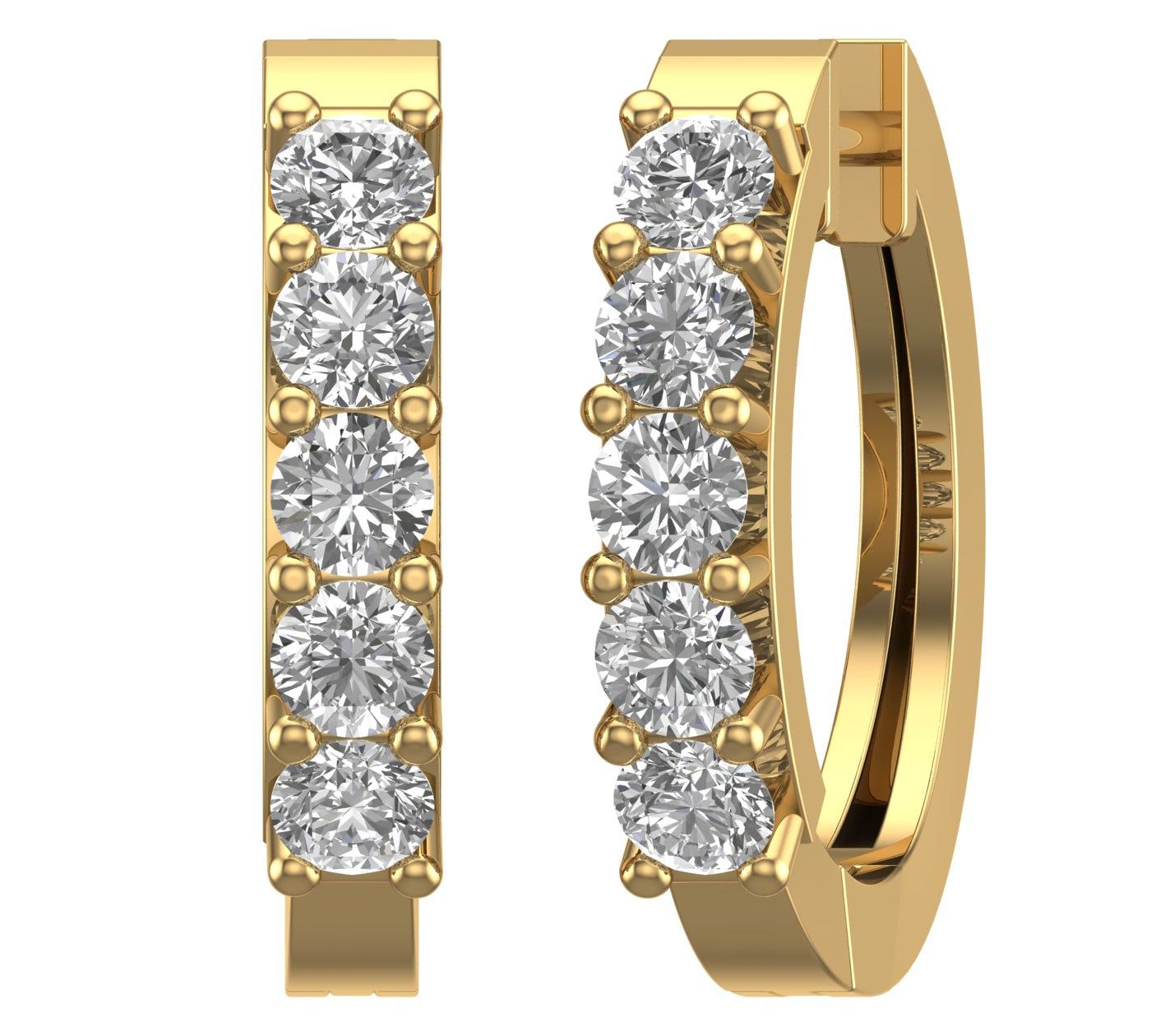 1 Carat Prong Set Diamond Hoop Earrings in Gold