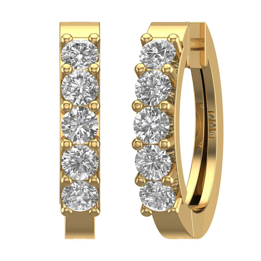1 Carat Prong Set Diamond Hoop Earrings in Gold - IGI Certified