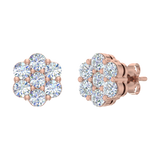 1 Carat Diamond Cluster Stud Earrings in Gold