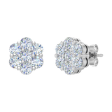 1 Carat Diamond Cluster Stud Earrings in Gold