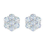 1 Carat Diamond Cluster Stud Earrings in Gold