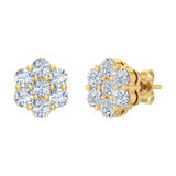 1 Carat Diamond Cluster Stud Earrings in Gold