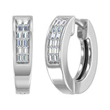 1/10 Carat Baguette Shape Diamond Hoop Earrings in Gold