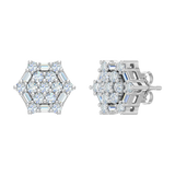 1/2 Carat Diamond Hexagon Stud Earrings in Gold