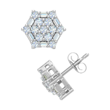 1/2 Carat Diamond Hexagon Stud Earrings in Gold