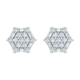 1/2 Carat Diamond Hexagon Stud Earrings in Gold