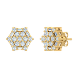 1/2 Carat Diamond Hexagon Stud Earrings in Gold