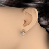 0.15 Carat Baguette and Round Diamond Drop Dangle Earrings in Gold
