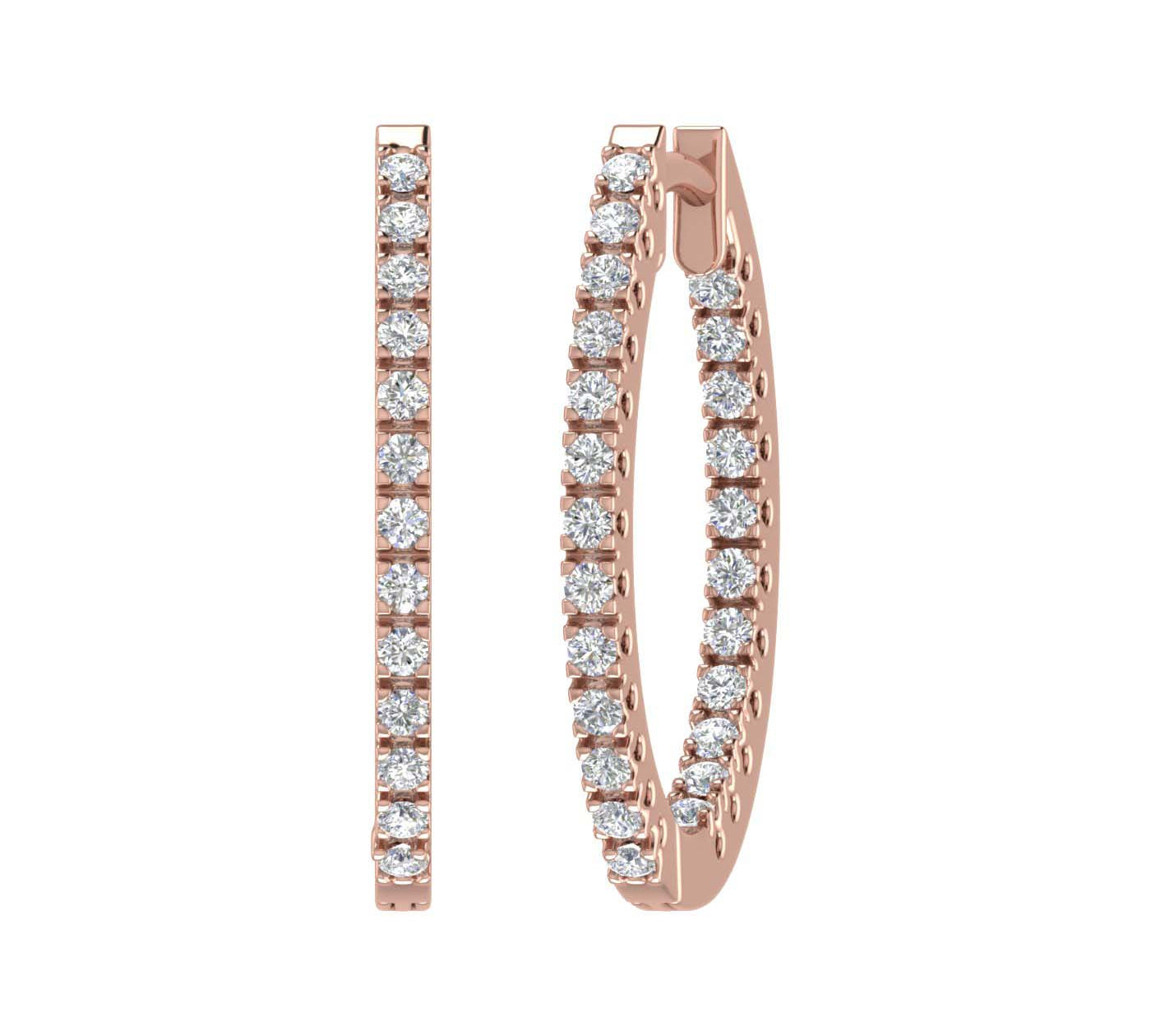 1 Carat Diamond Inside-out Hoop Earrings in Gold