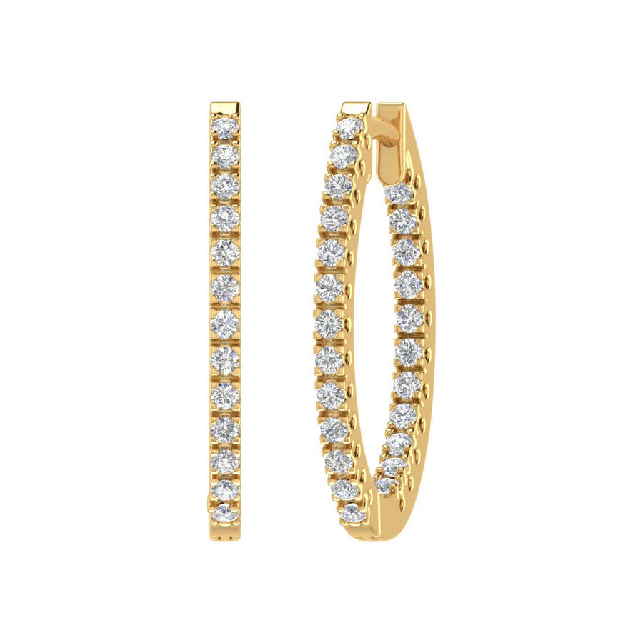 1 Carat Diamond Inside-out Hoop Earrings in Gold - IGI Certified