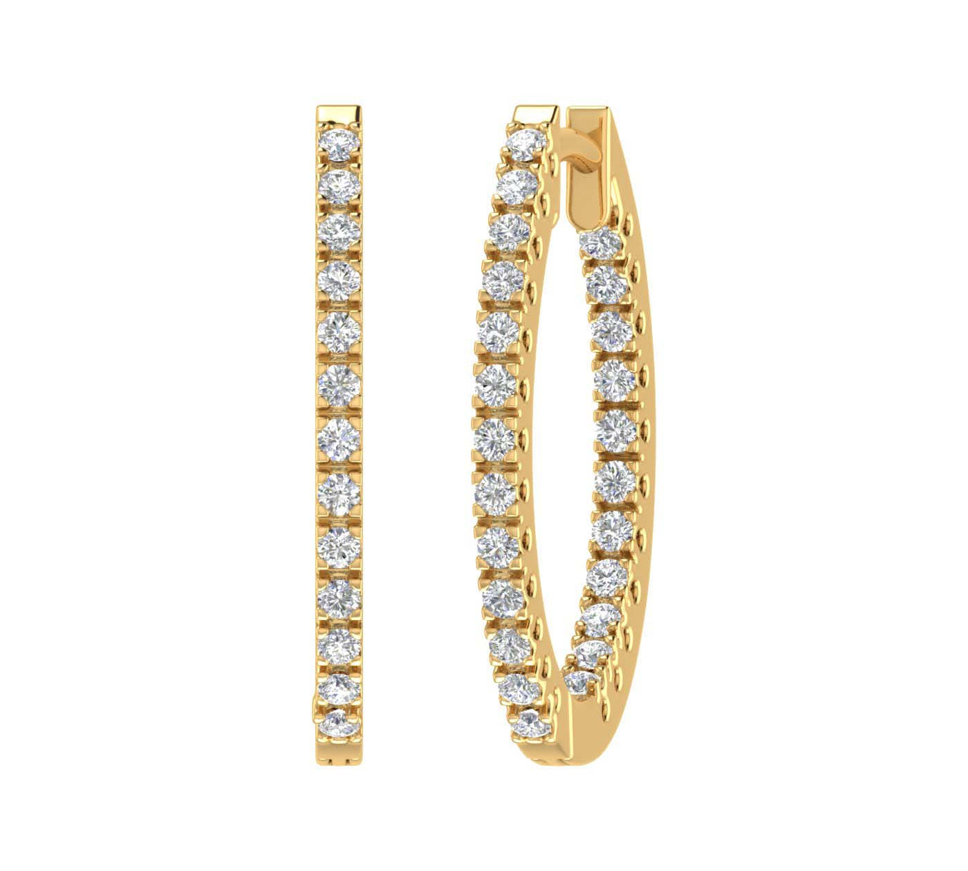 1 Carat Diamond Inside-out Hoop Earrings in Gold