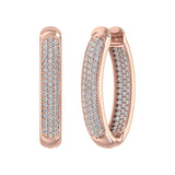 1 Carat Pave Set Diamond Inside-out Hoop Earrings in Gold