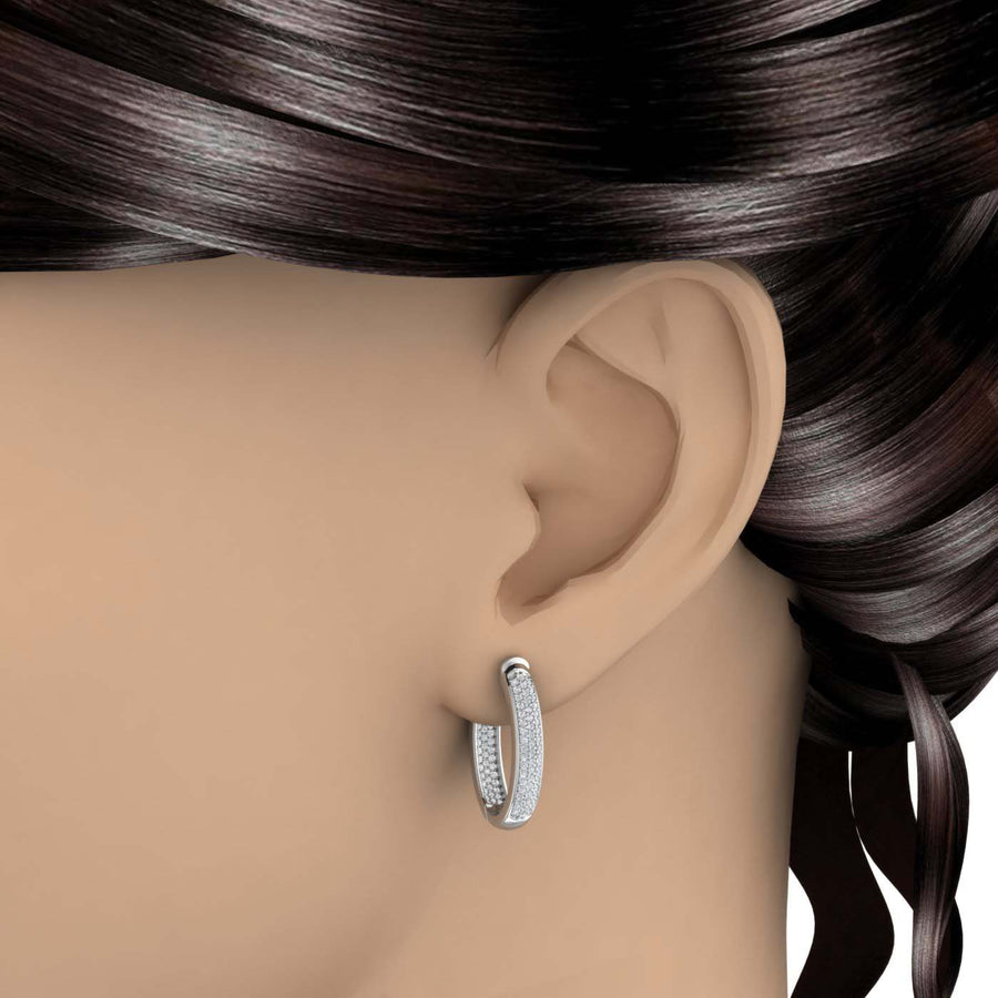 1 Carat Pave Set Diamond Inside-out Hoop Earrings in Gold - IGI Certified