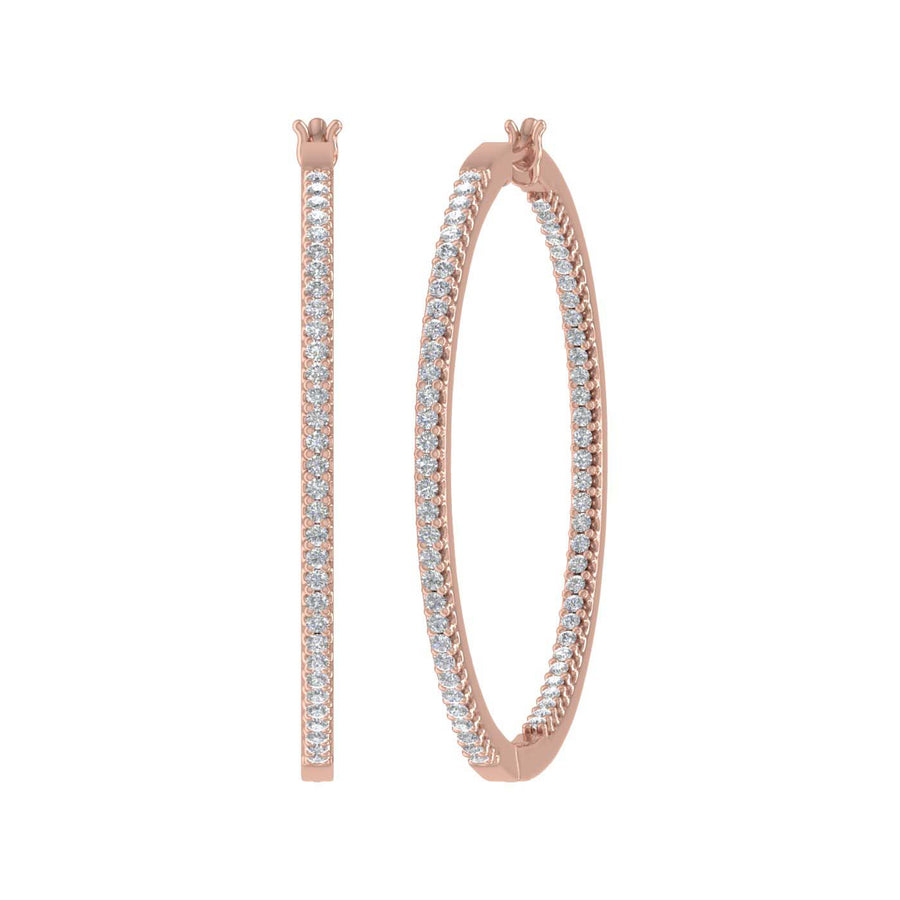 1 Carat Prong Set Diamond Inside-out Hoop Earrings in Gold - IGI Certified