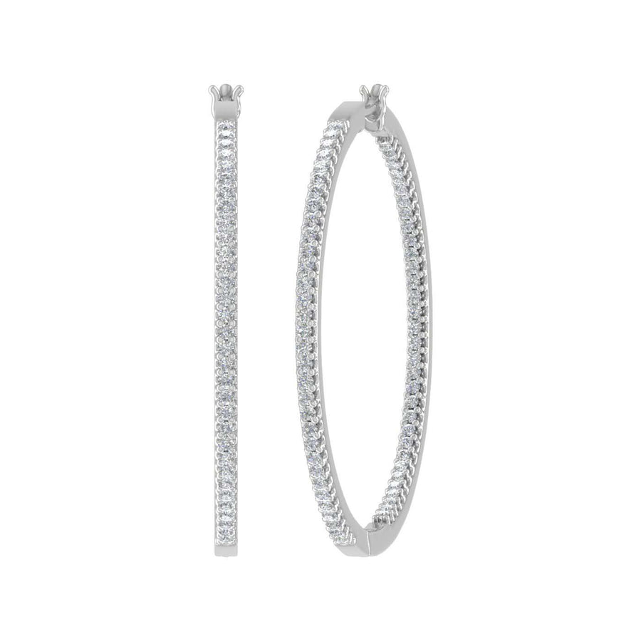 1 Carat Prong Set Diamond Inside-out Hoop Earrings in Gold - IGI Certified