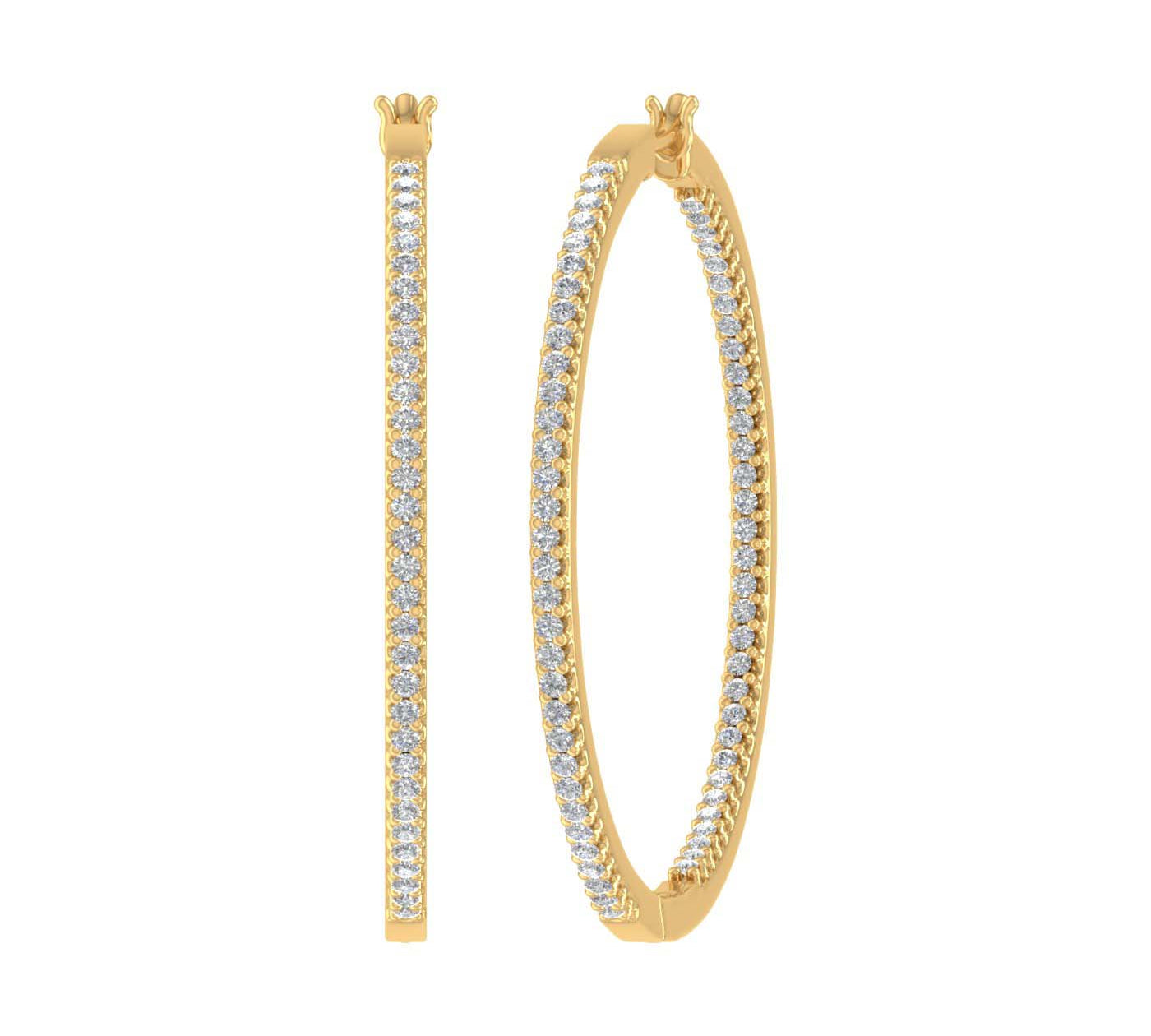 1 Carat Prong Set Diamond Inside-out Hoop Earrings in Gold