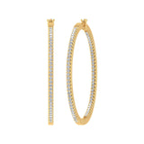 1 Carat Prong Set Diamond Inside-out Hoop Earrings in Gold