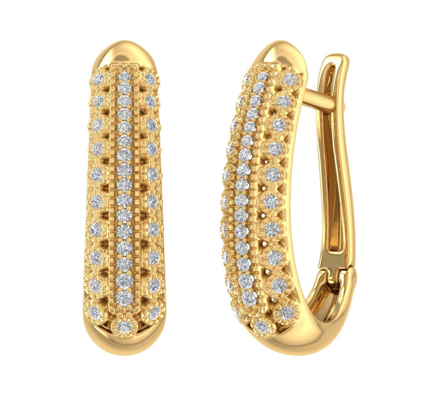 1/2 Carat Diamond Hoop Earrings in Gold