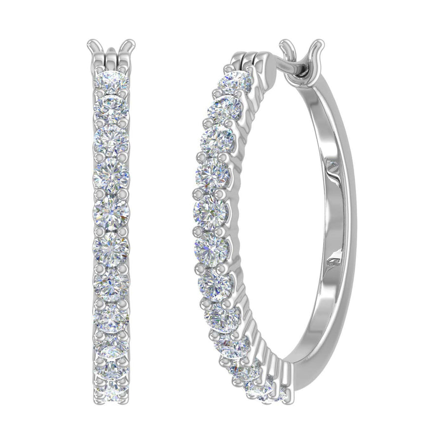 1/3 Carat Diamond Hoop Earrings In 14K White Gold (SI1-SI2 Clarity) -  Walmart.com