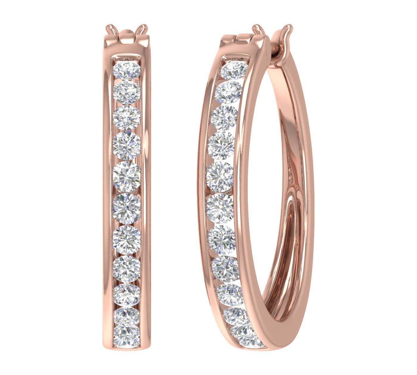 1 Carat Channel Set Diamond Hoop Earrings in Gold