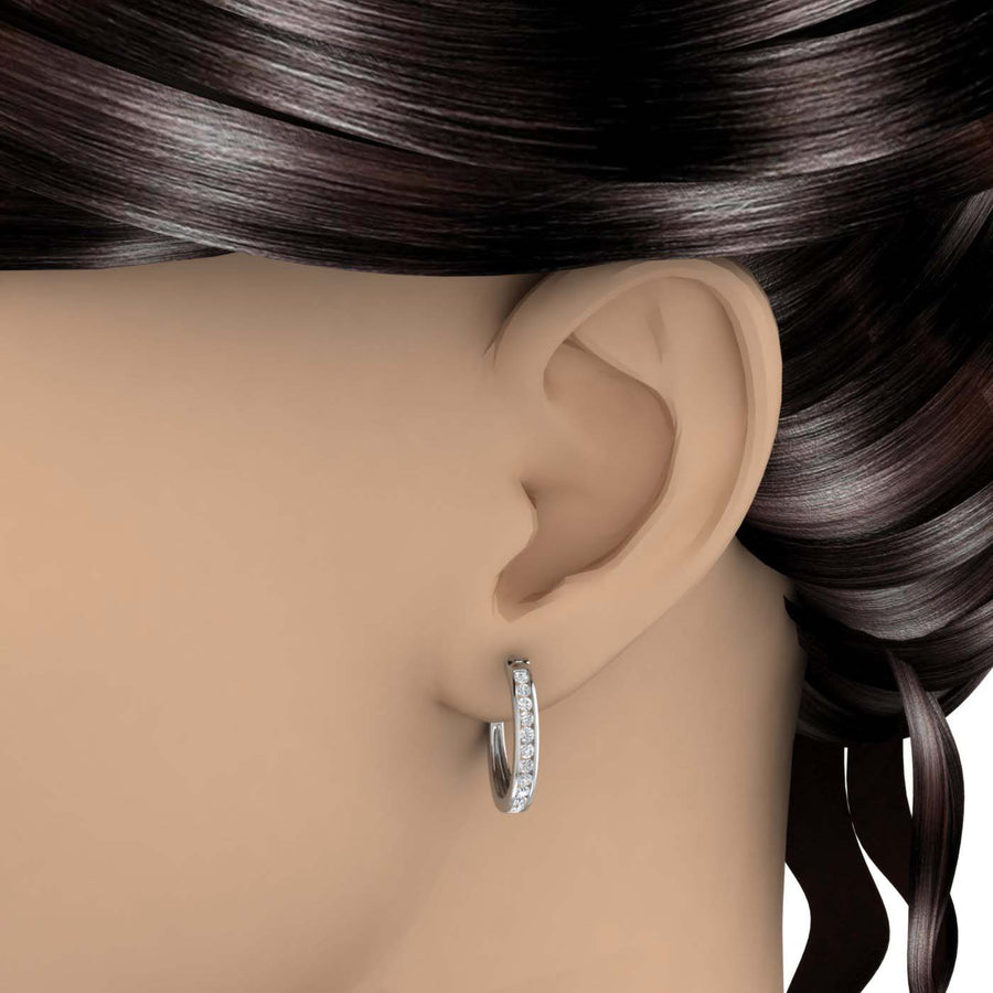 1 Carat Channel Set Diamond Hoop Earrings in Gold - IGI Certified
