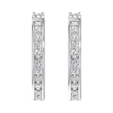 1 Carat Channel Set Diamond Hoop Earrings in Gold - IGI Certified