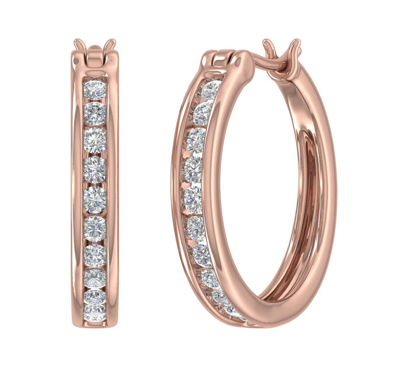 1/2 Carat Channel Set Diamond Hoop Earrings in Gold