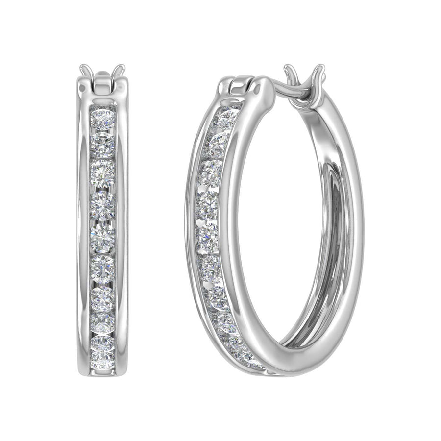 1/2 Carat Channel Set Diamond Hoop Earrings in Gold - IGI Certified