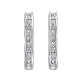 1/2 Carat Channel Set Diamond Hoop Earrings in Gold - IGI Certified
