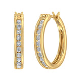 1/2 Carat Channel Set Diamond Hoop Earrings in Gold