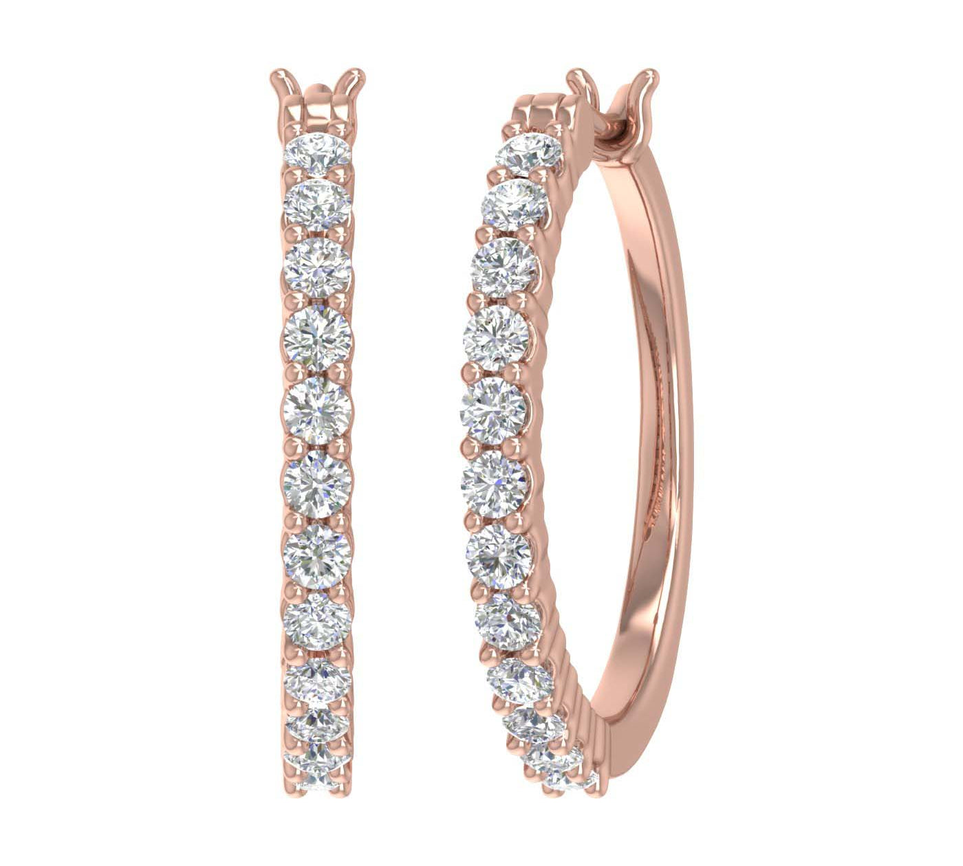 Gold Prong Set Diamond Hoop Earrings (1 Carat)