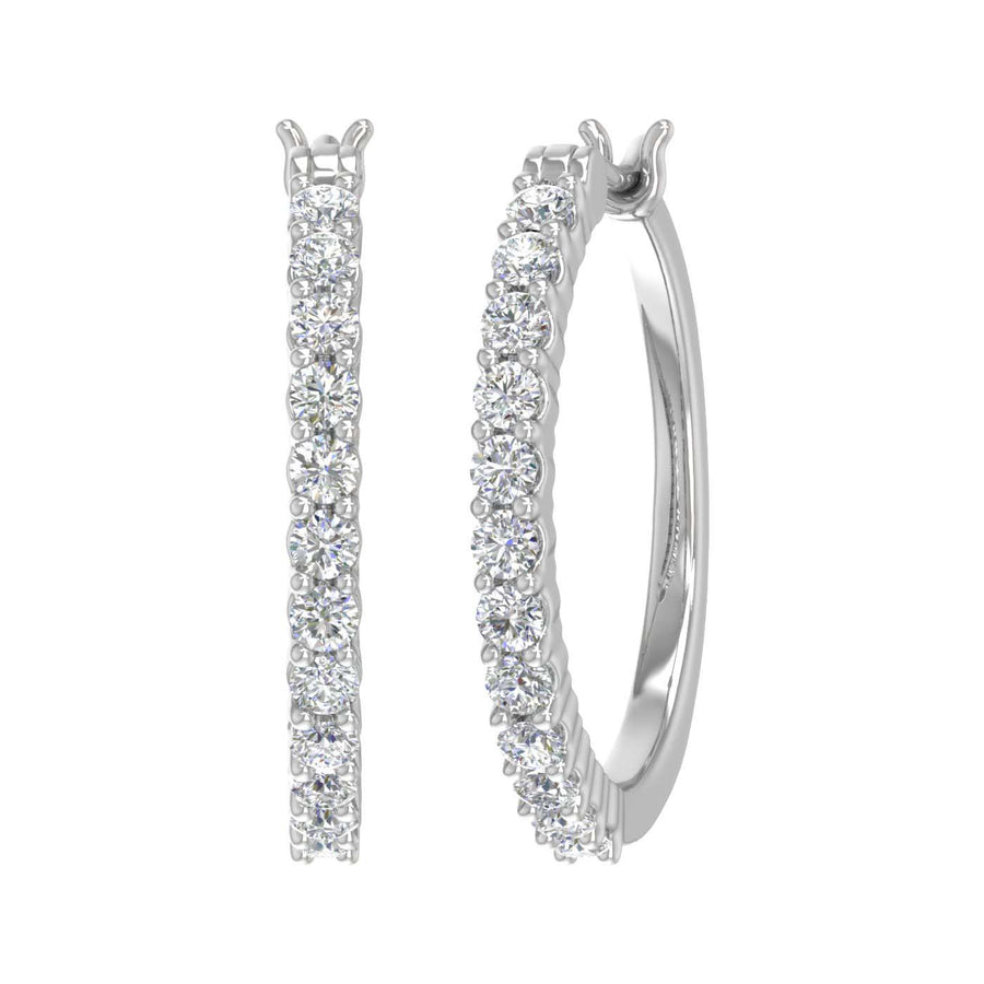 Gold Prong Set Diamond Hoop Earrings (1 Carat) - IGI Certified