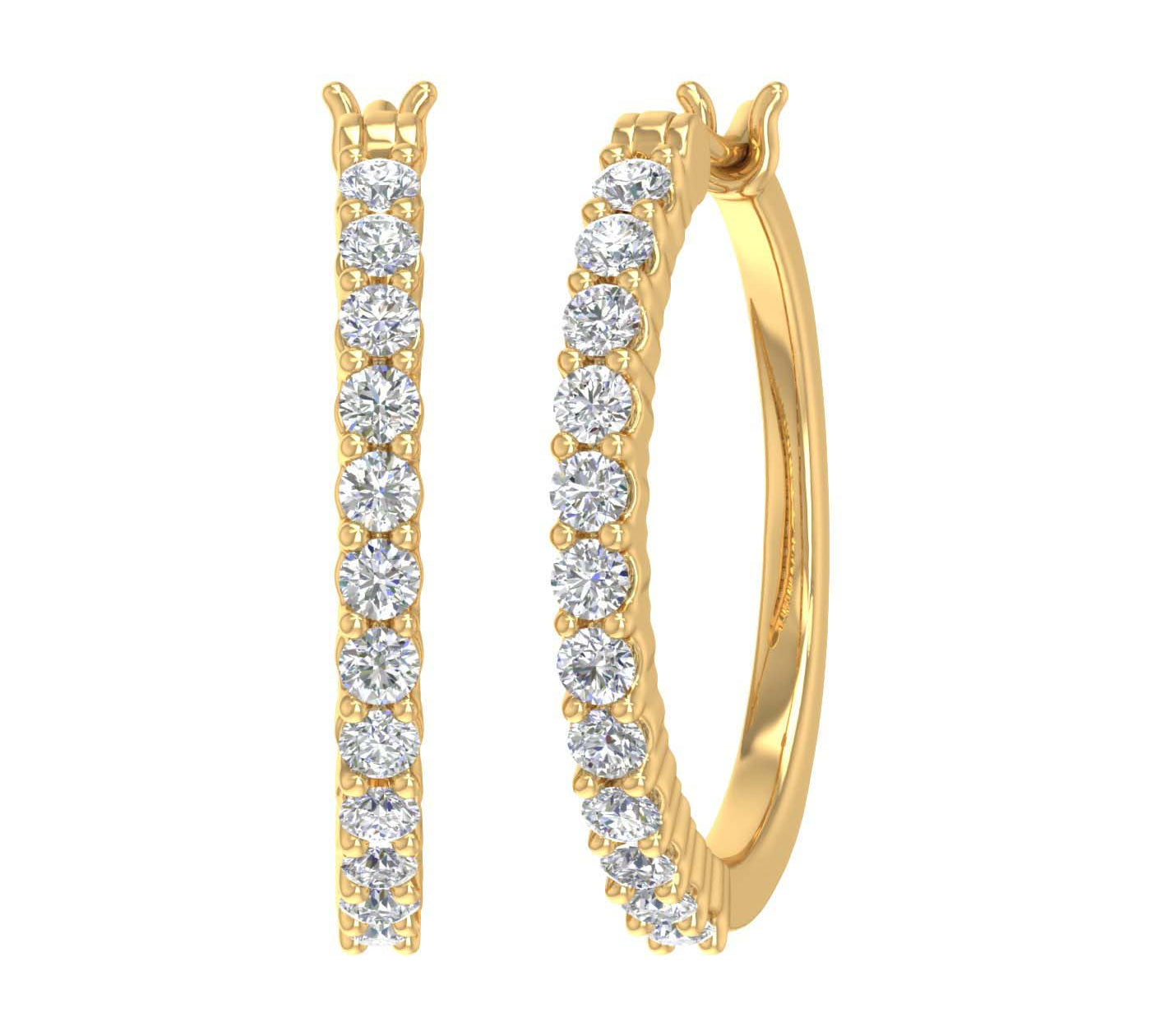 Gold Prong Set Diamond Hoop Earrings (1 Carat)