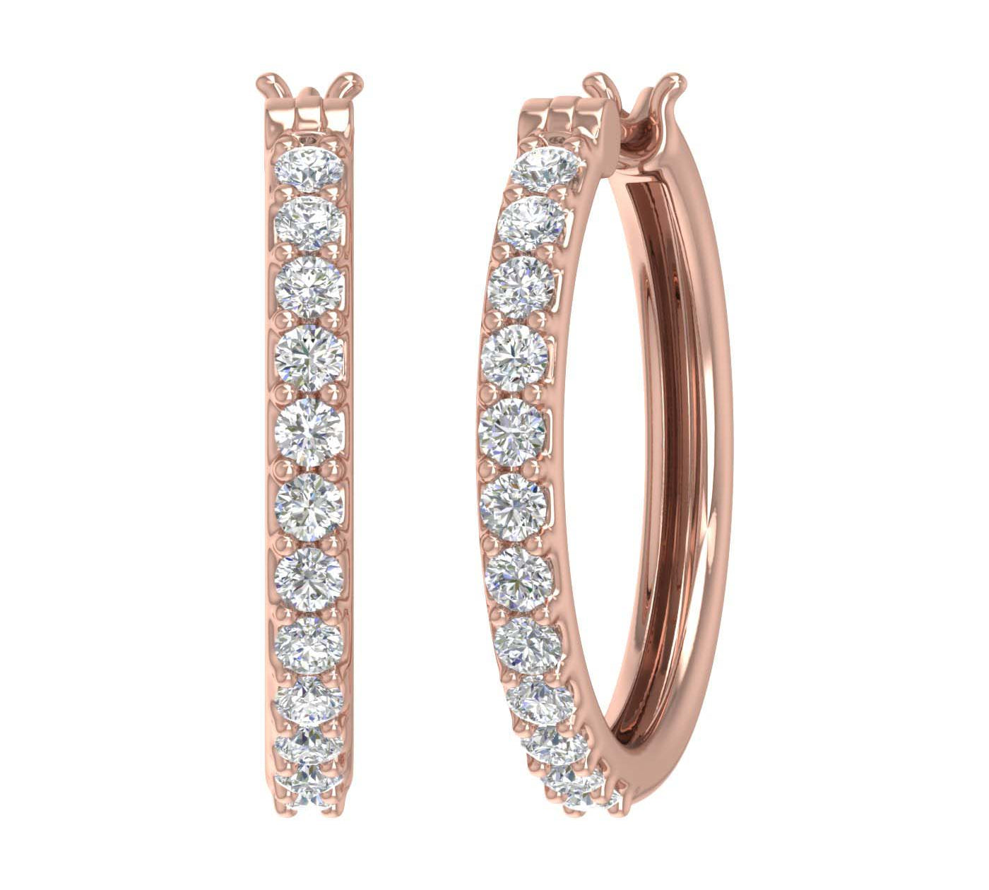 Gold Prong Set Diamond Hoop Earrings (1 Carat)