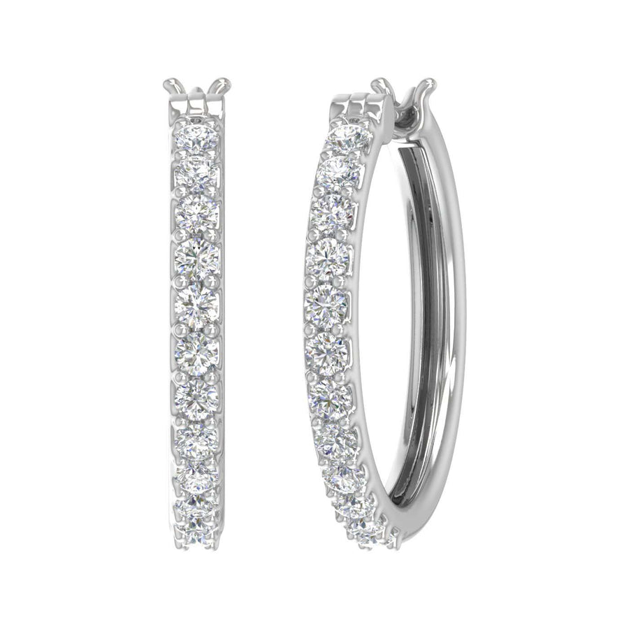 Gold Prong Set Diamond Hoop Earrings (1 Carat) - IGI Certified