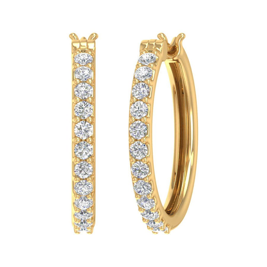 Gold Prong Set Diamond Hoop Earrings (1 Carat)